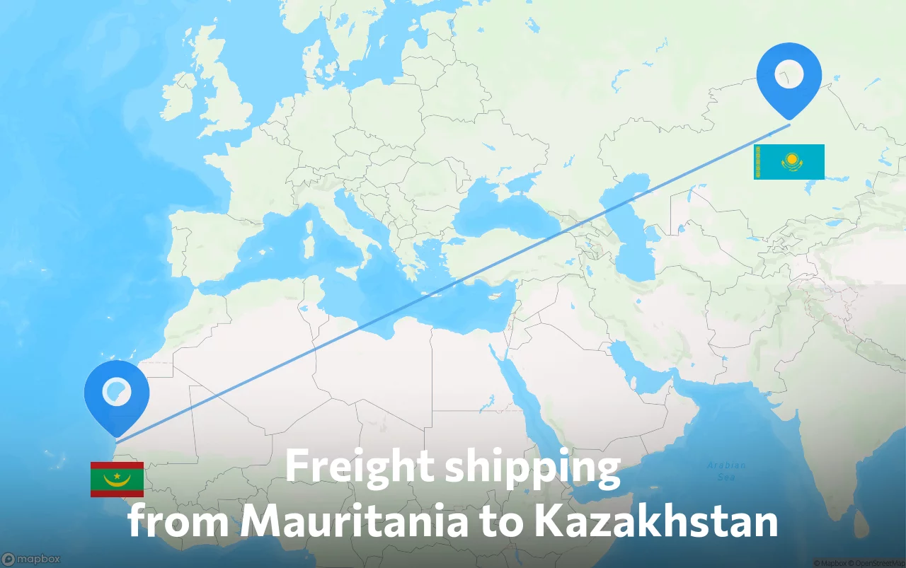 Shipping route from Mauritania to Kazakhstan