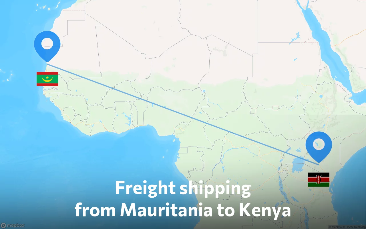 Shipping route from Mauritania to Kenya
