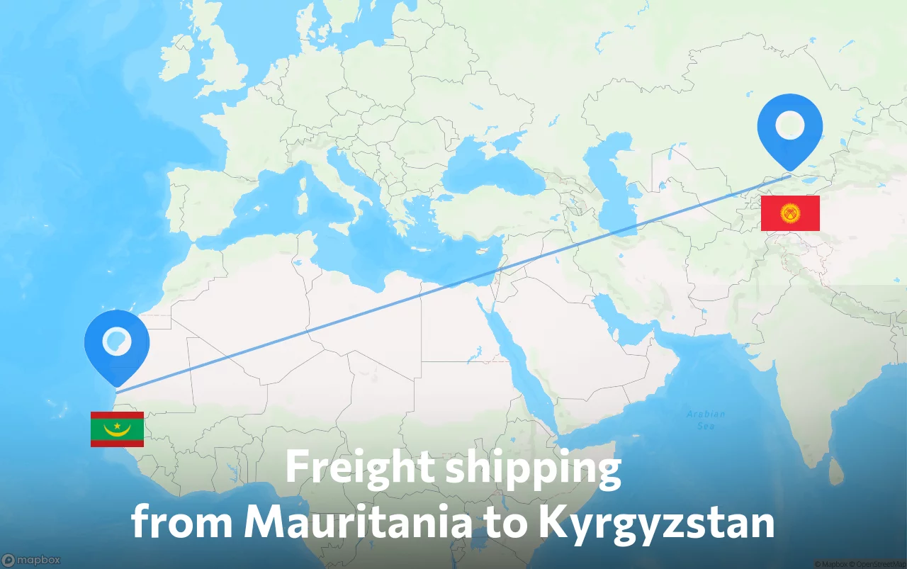 Shipping route from Mauritania to Kyrgyzstan