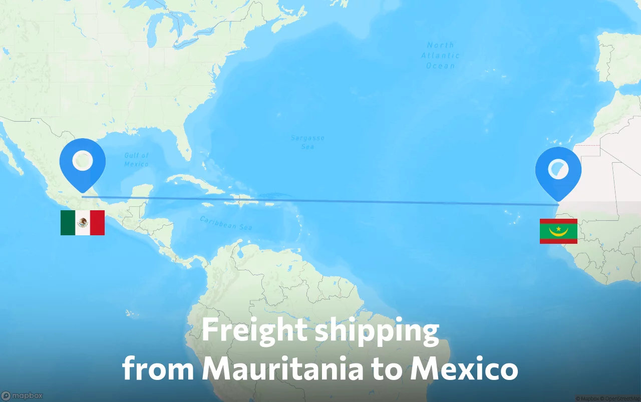 Shipping route from Mauritania to Mexico