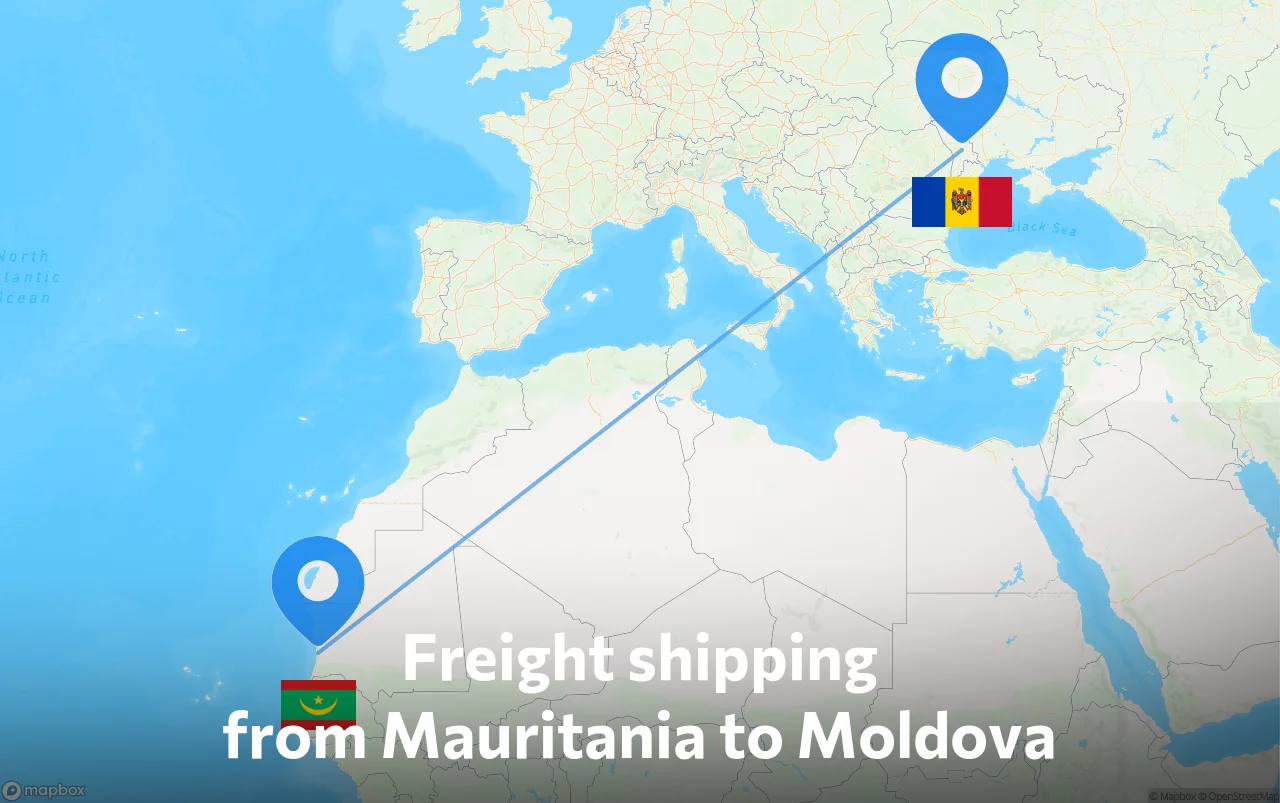 Shipping route from Mauritania to Moldova