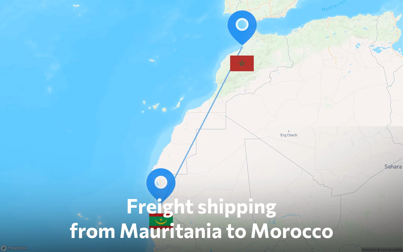 Shipping route from Mauritania to Morocco