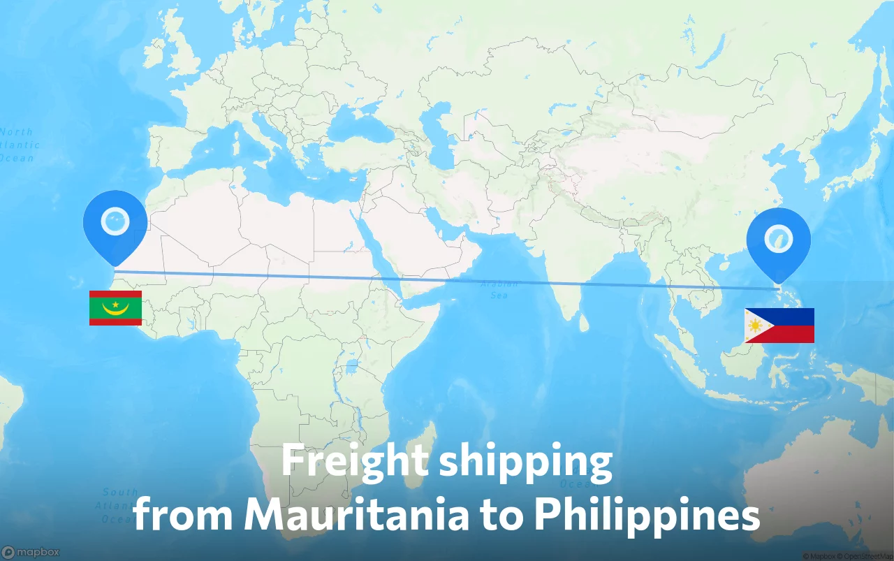 Shipping route from Mauritania to Philippines