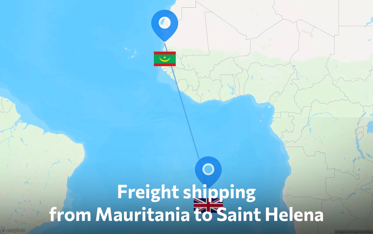 Shipping route from Mauritania to Saint Helena