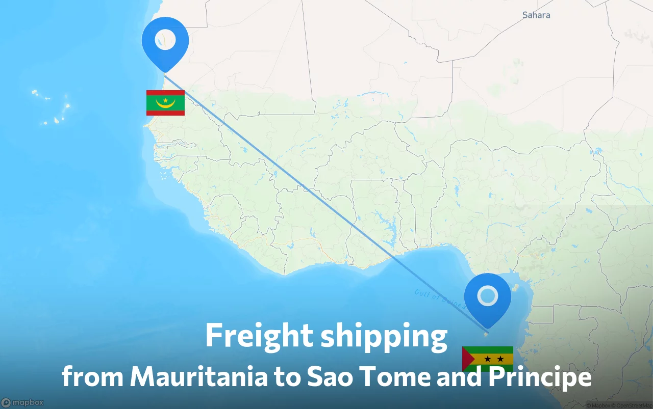 Shipping route from Mauritania to Sao Tome and Principe