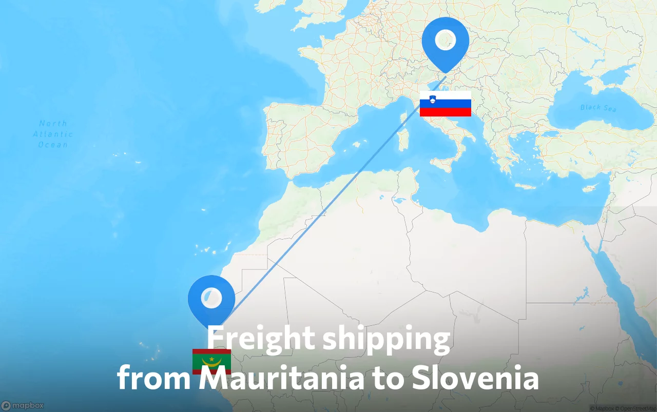 Shipping route from Mauritania to Slovenia