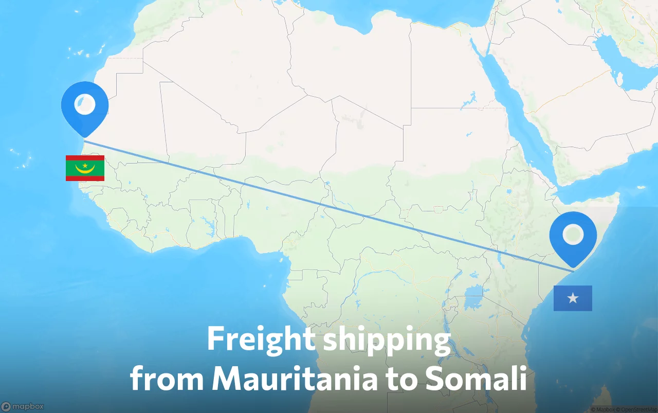 Shipping route from Mauritania to Somali