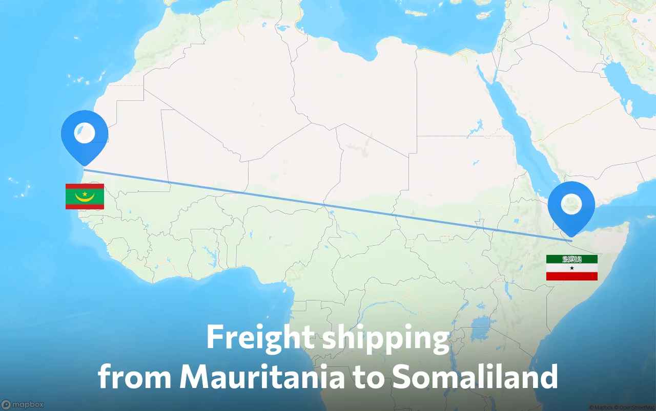 Shipping route from Mauritania to Somaliland