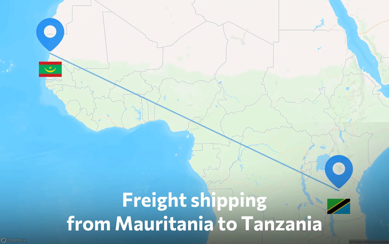 Shipping route from Mauritania to Tanzania