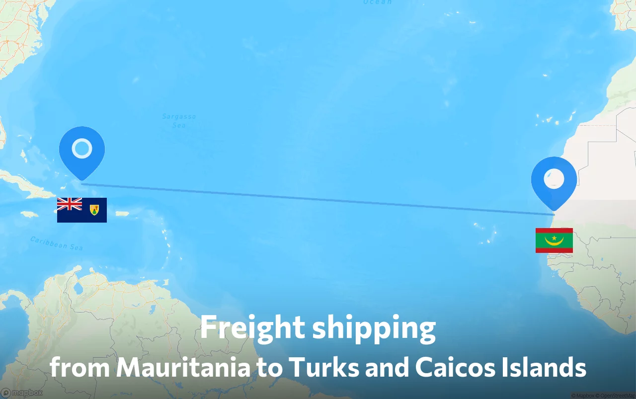 Shipping route from Mauritania to Turks and Caicos Islands