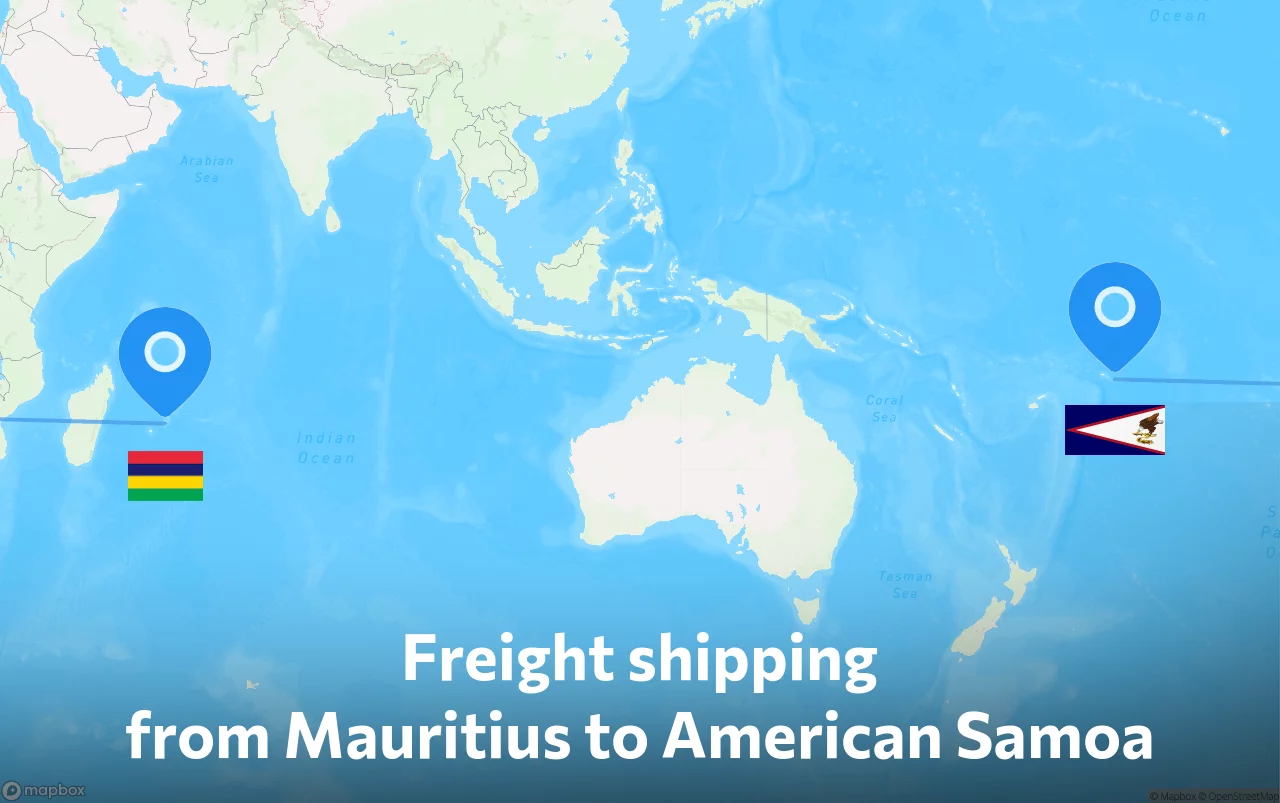 Shipping route from Mauritius to American Samoa