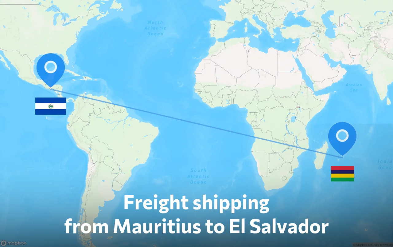 Shipping route from Mauritius to El Salvador