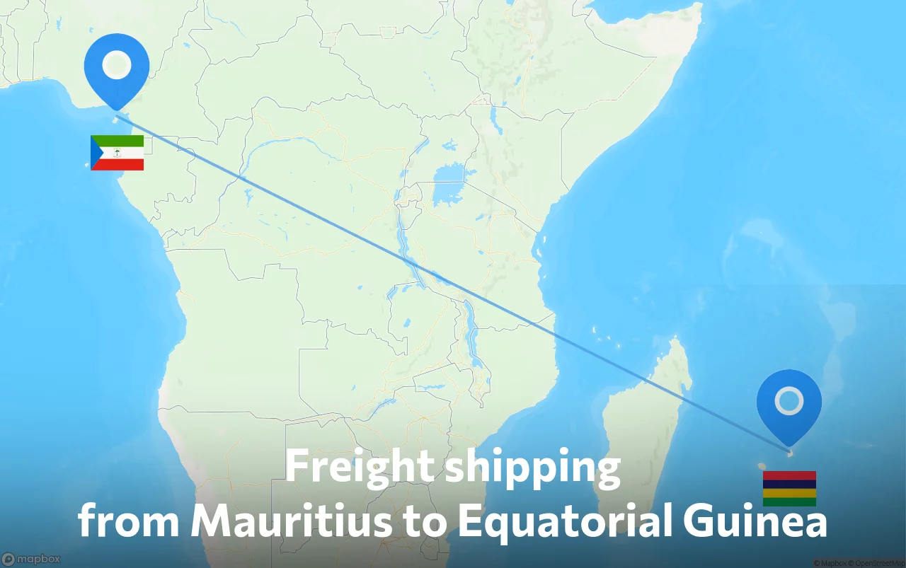 Shipping route from Mauritius to Equatorial Guinea