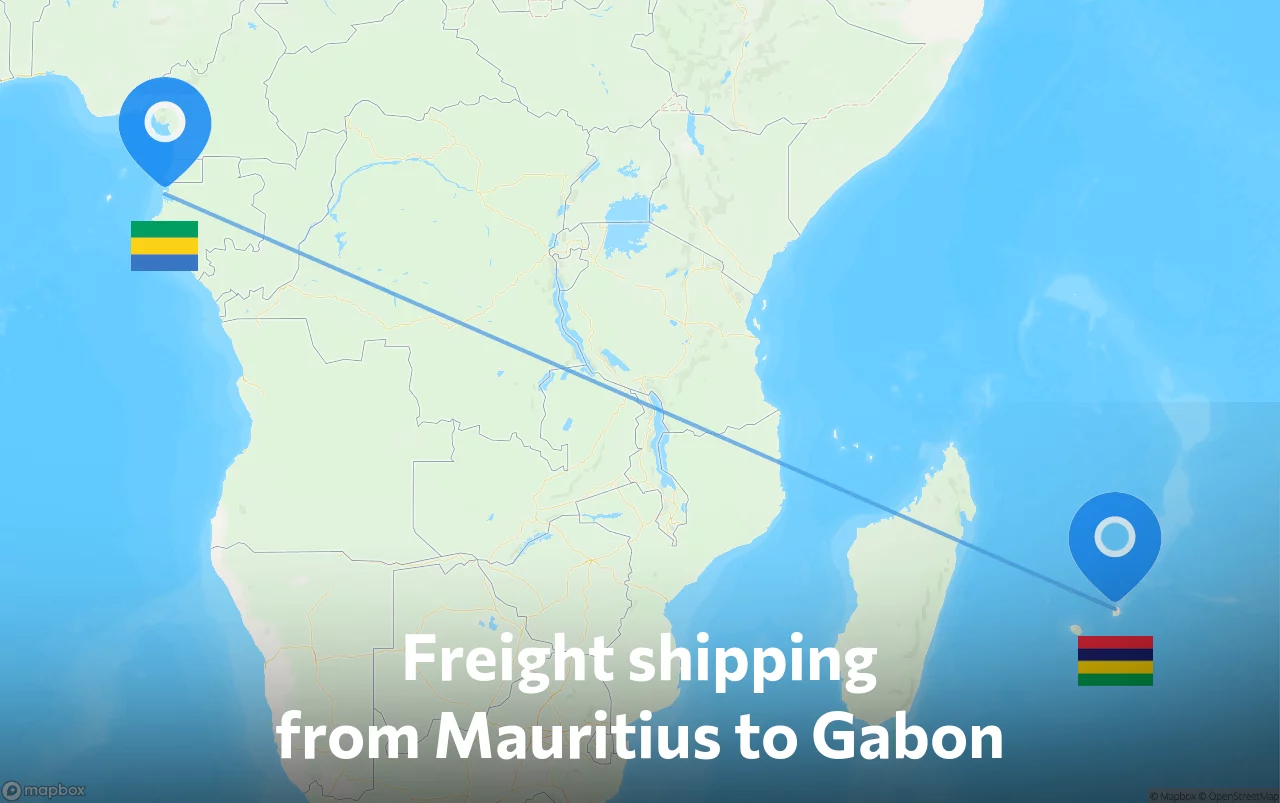 Shipping route from Mauritius to Gabon