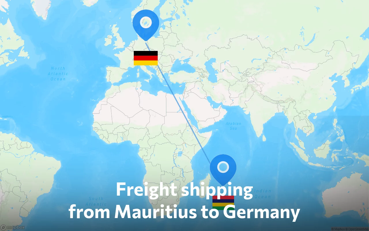 Shipping route from Mauritius to Germany