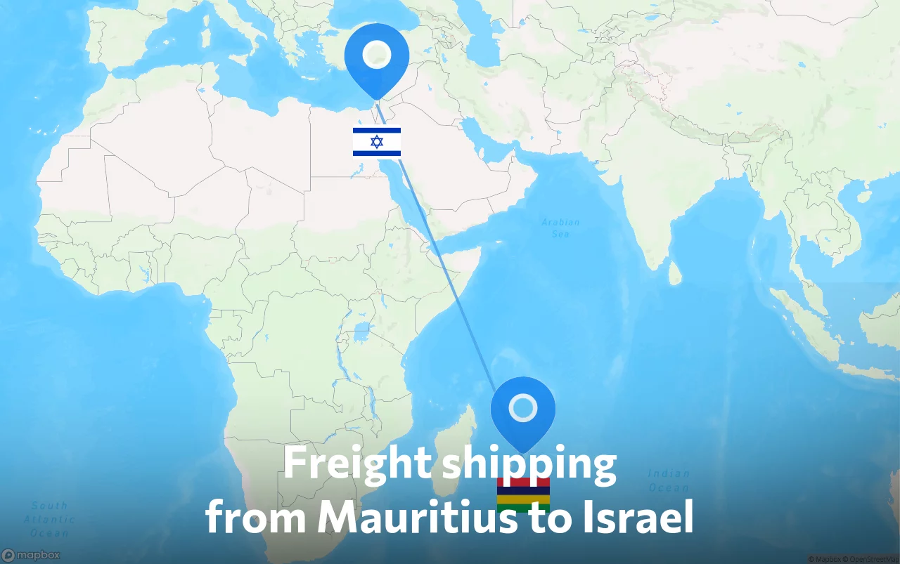 Shipping route from Mauritius to Israel