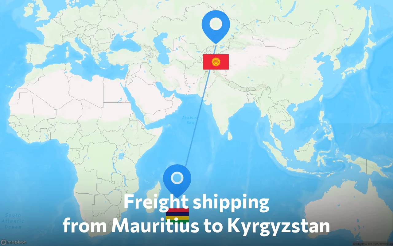 Shipping route from Mauritius to Kyrgyzstan