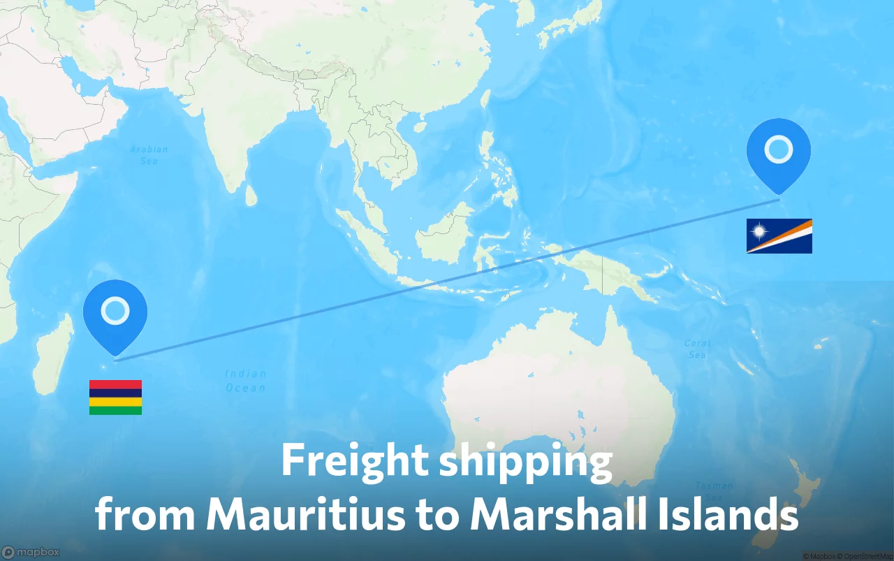 Shipping route from Mauritius to Marshall Islands