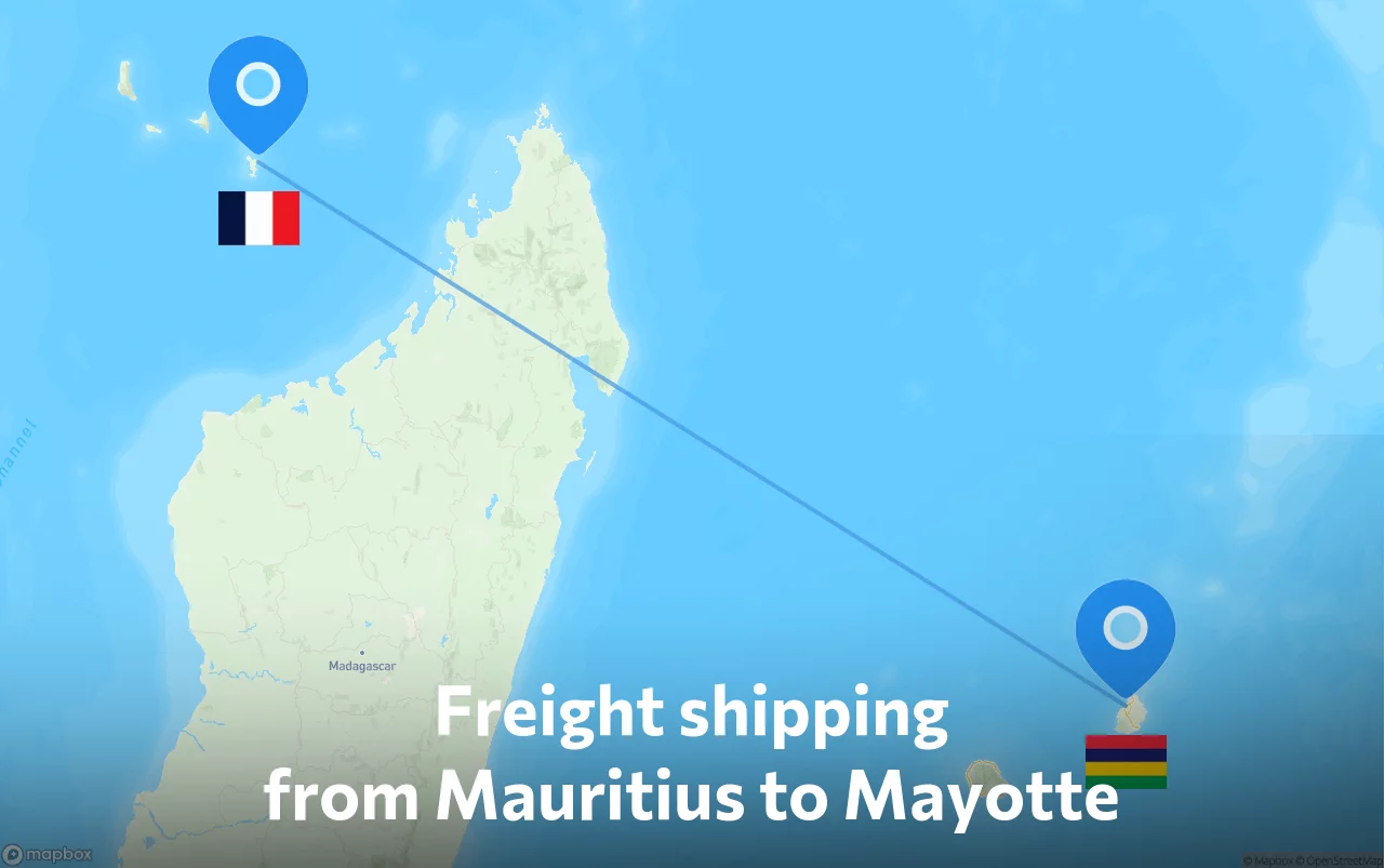 Shipping route from Mauritius to Mayotte