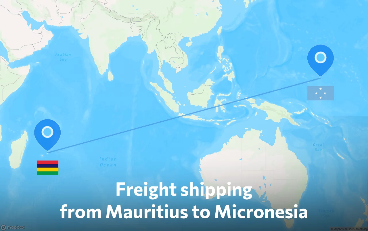 Shipping route from Mauritius to Micronesia