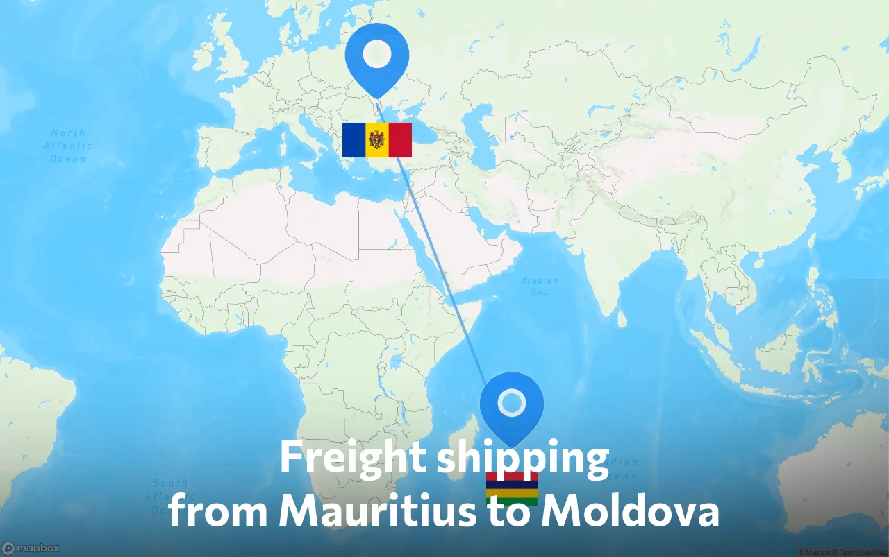 Shipping route from Mauritius to Moldova