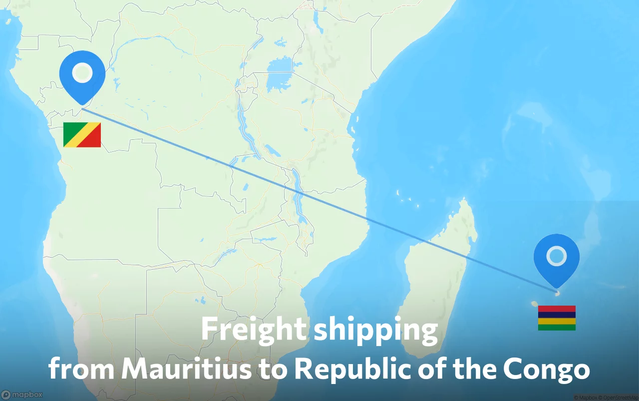Shipping route from Mauritius to Republic of the Congo