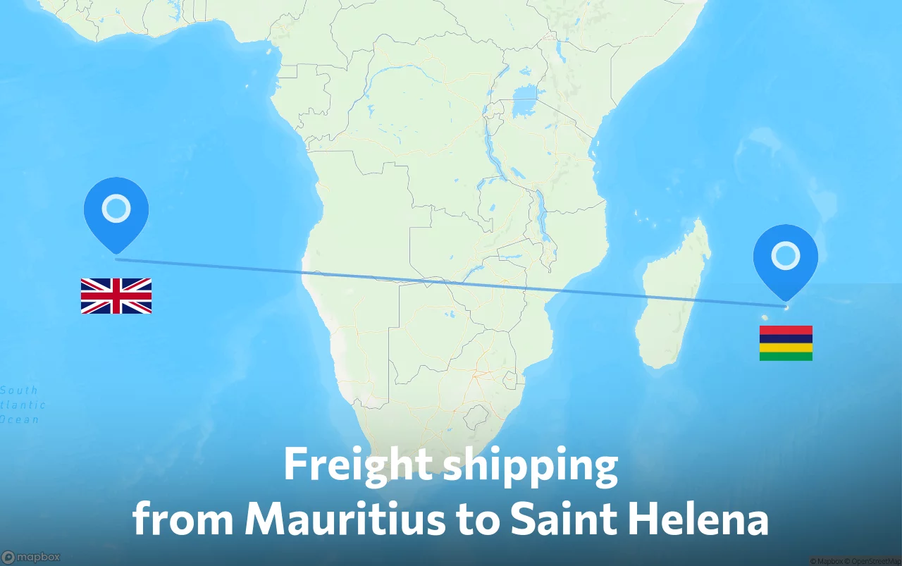 Shipping route from Mauritius to Saint Helena