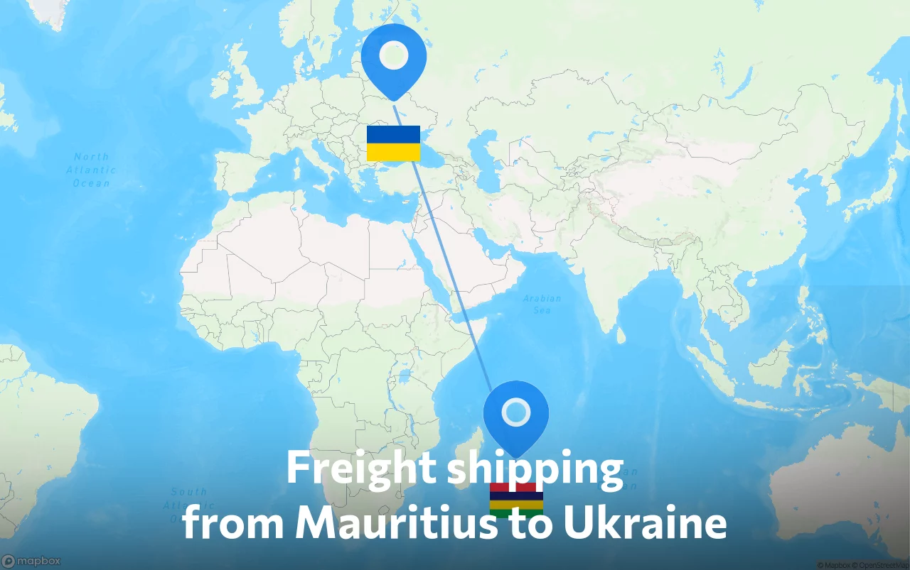 Shipping route from Mauritius to Ukraine