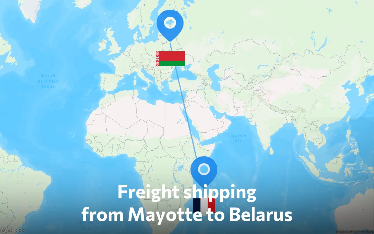 Shipping route from Mayotte to Belarus