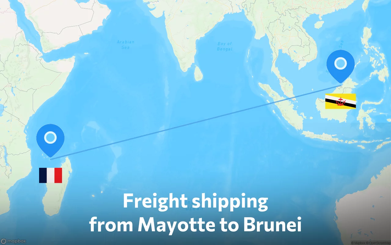 Shipping route from Mayotte to Brunei