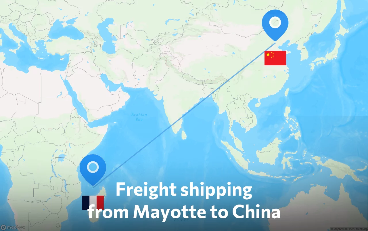 Shipping route from Mayotte to China