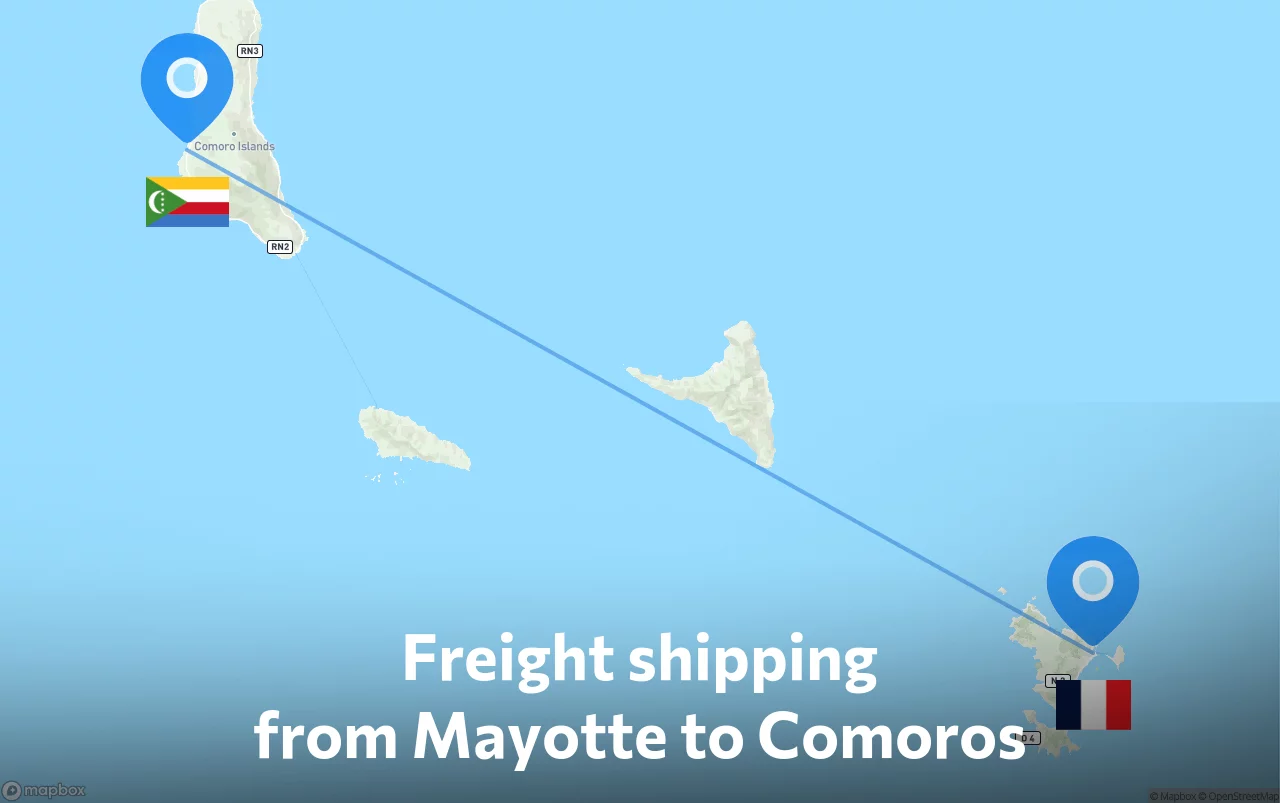 Shipping route from Mayotte to Comoros