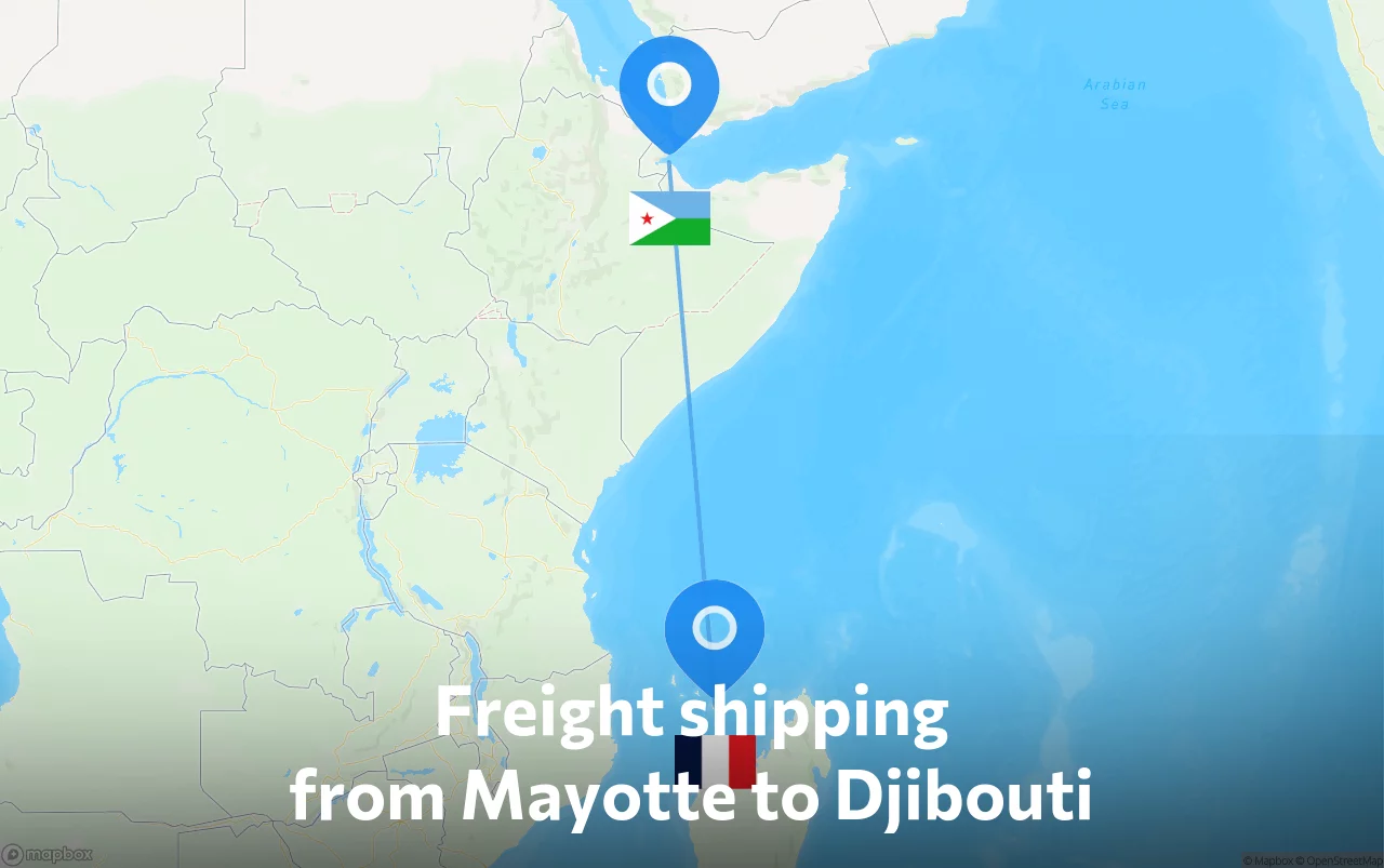 Shipping route from Mayotte to Djibouti