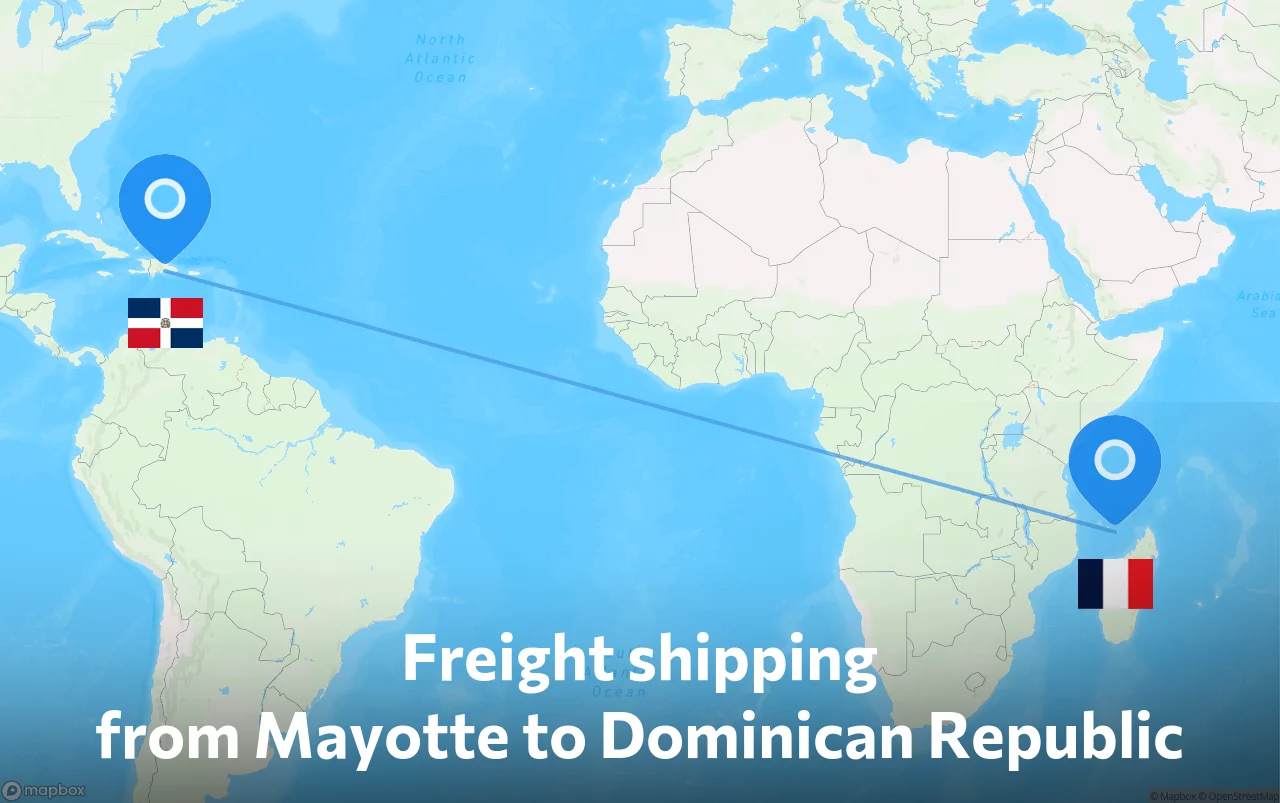 Shipping route from Mayotte to Dominican Republic