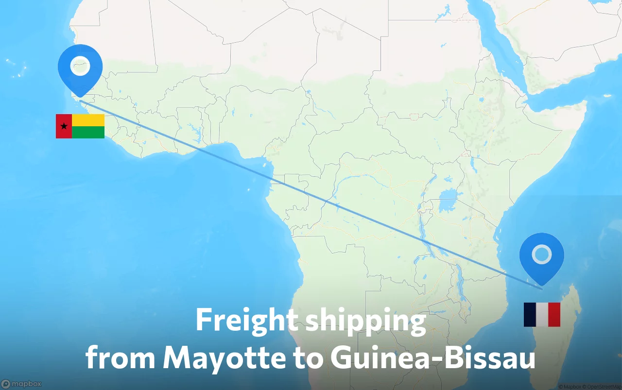 Shipping route from Mayotte to Guinea-Bissau
