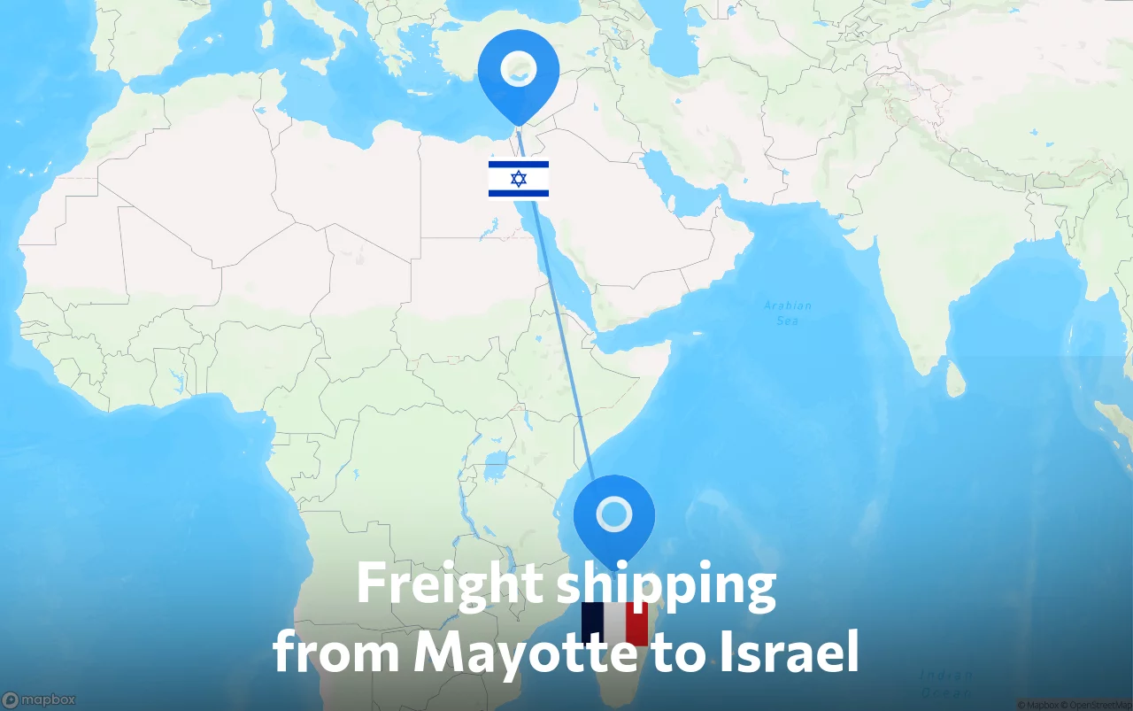Shipping route from Mayotte to Israel