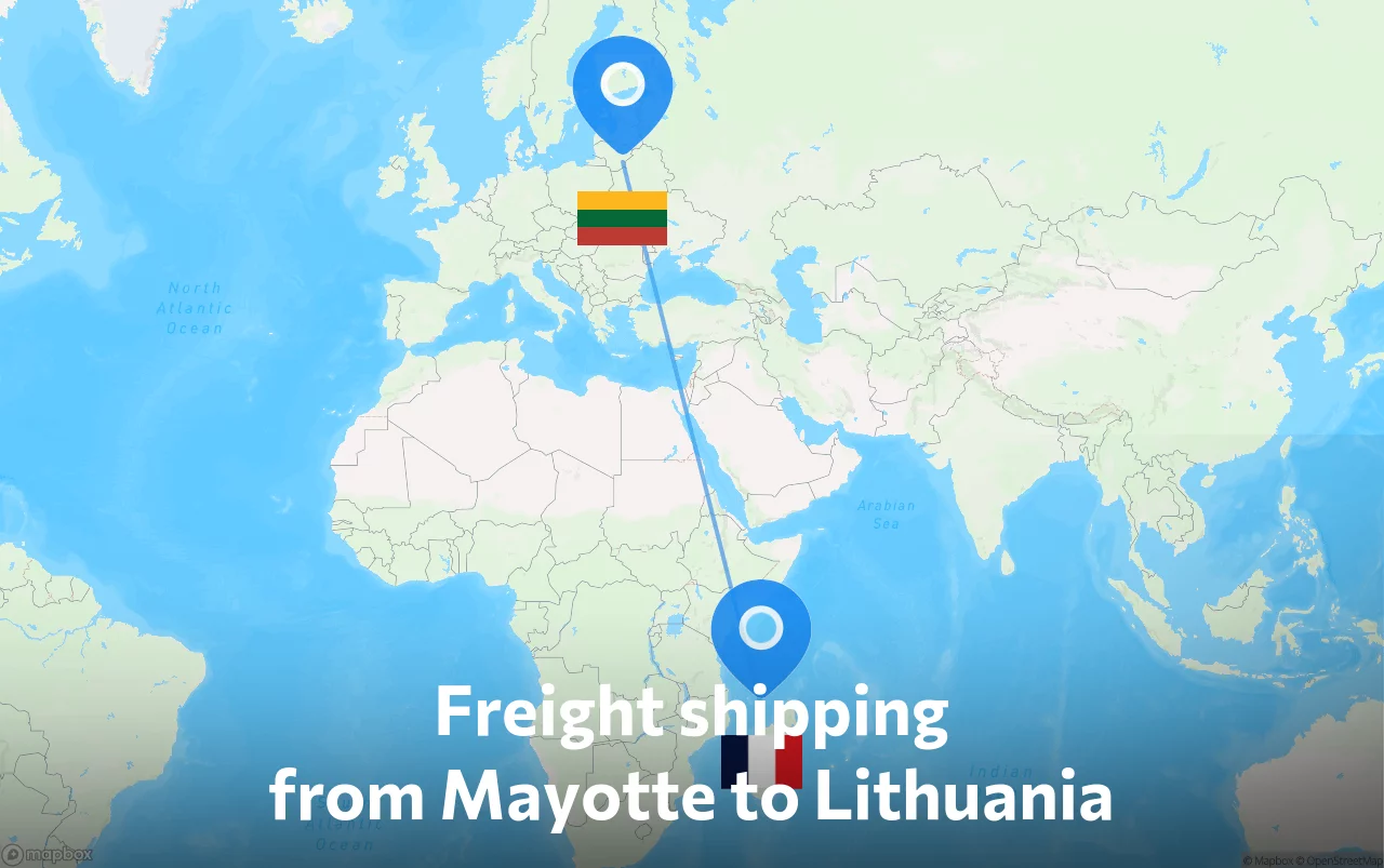 Shipping route from Mayotte to Lithuania