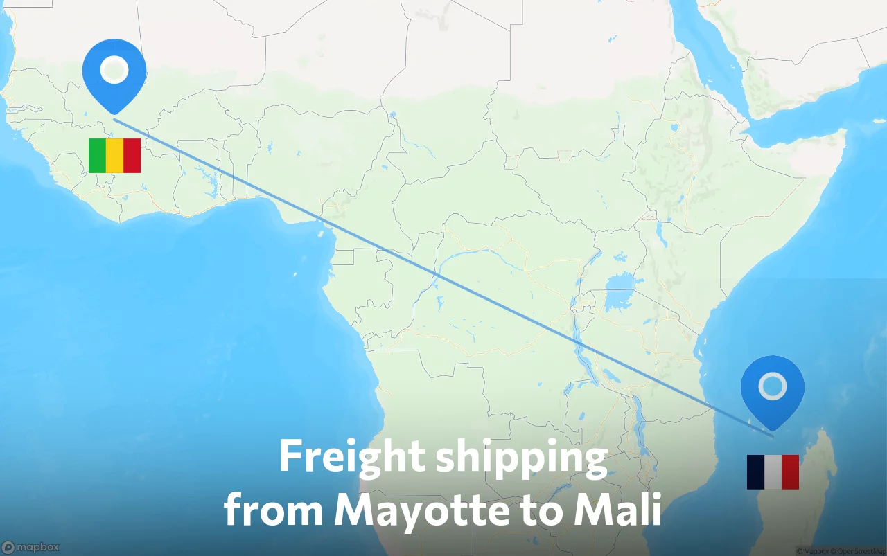 Shipping route from Mayotte to Mali