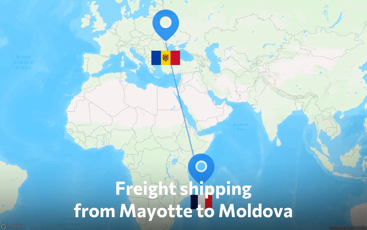 Shipping route from Mayotte to Moldova