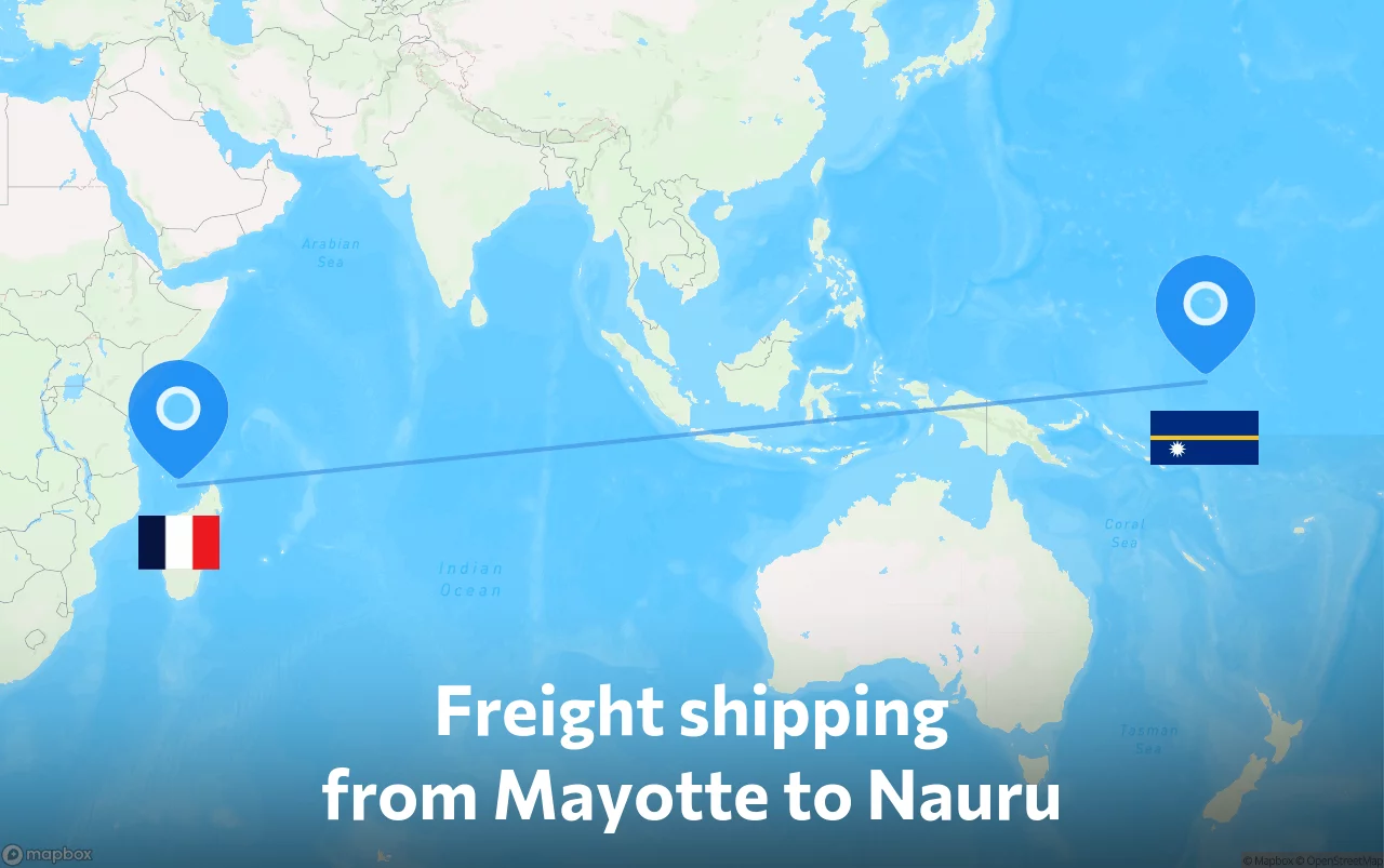 Shipping route from Mayotte to Nauru