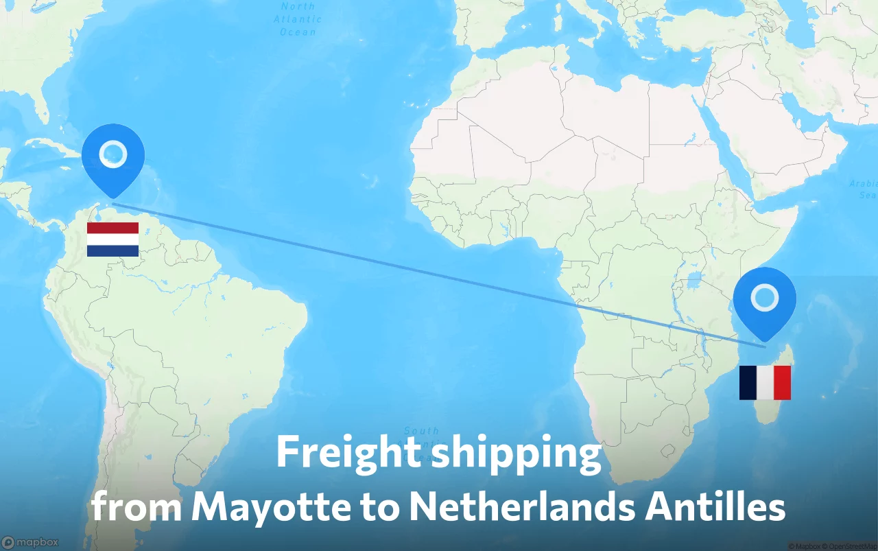 Shipping route from Mayotte to Netherlands Antilles