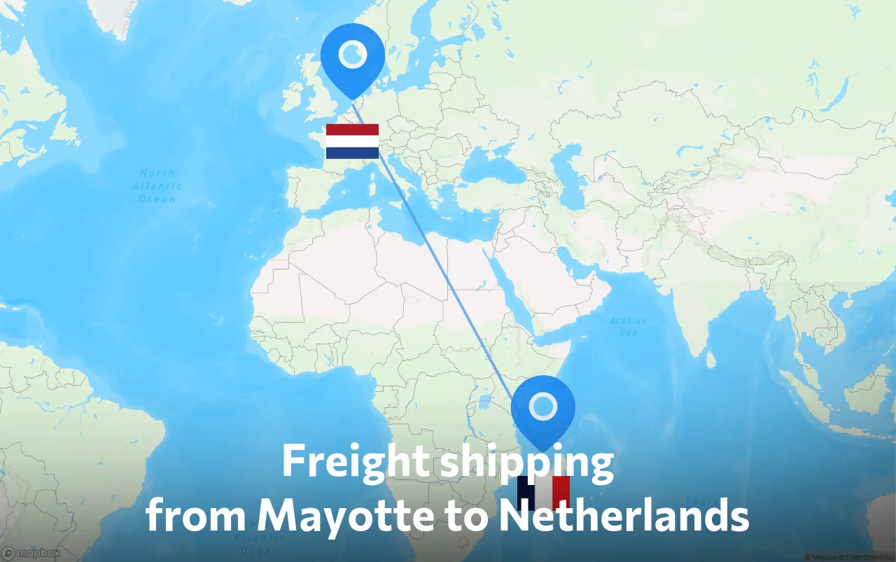 Shipping route from Mayotte to Netherlands