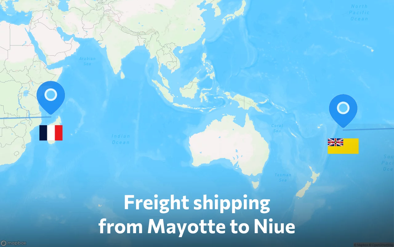 Shipping route from Mayotte to Niue