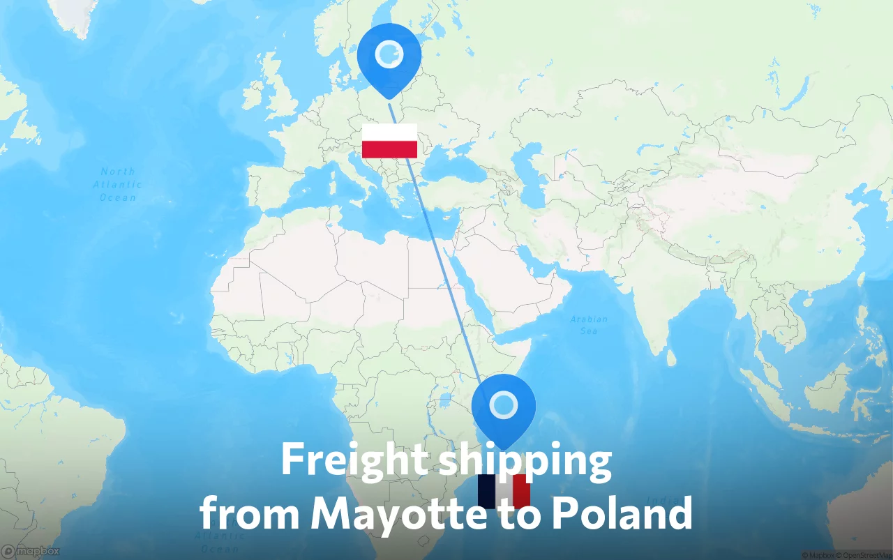 Shipping route from Mayotte to Poland