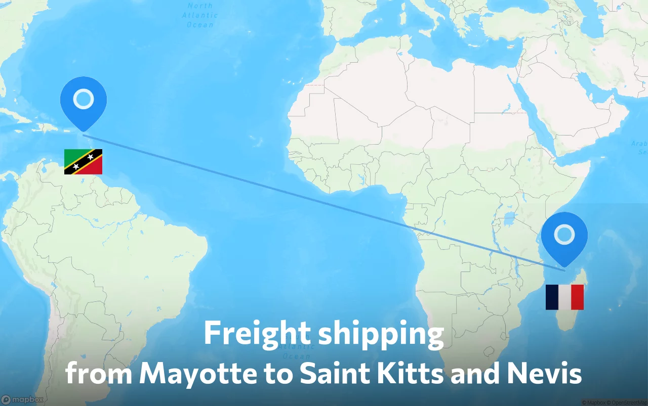 Shipping route from Mayotte to Saint Kitts and Nevis