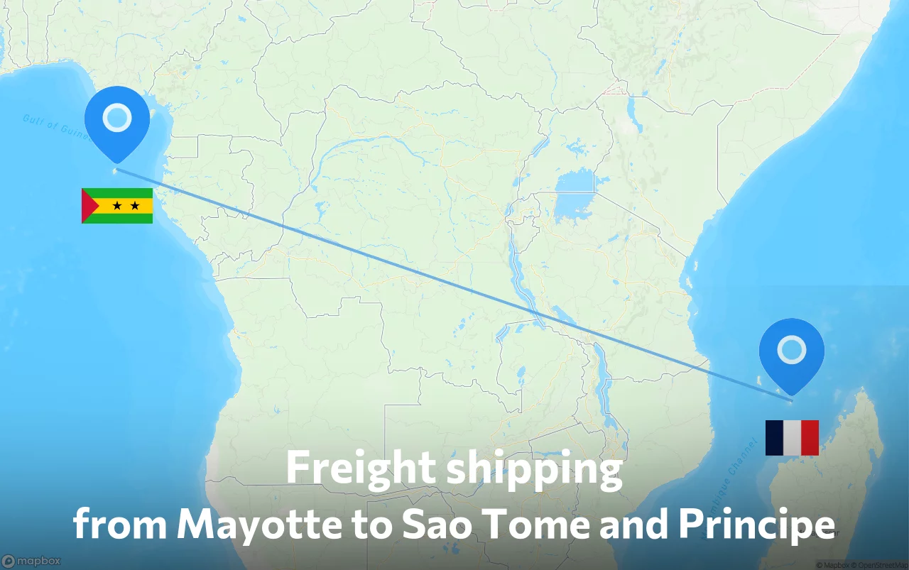 Shipping route from Mayotte to Sao Tome and Principe
