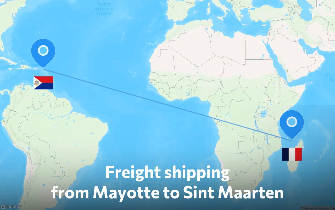 Shipping route from Mayotte to Sint Maarten
