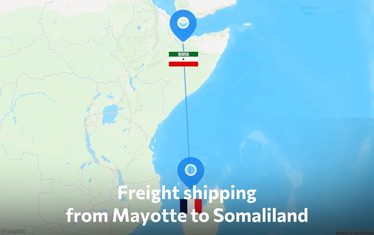 Shipping route from Mayotte to Somaliland