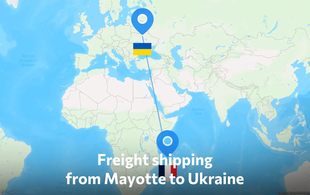Shipping route from Mayotte to Ukraine