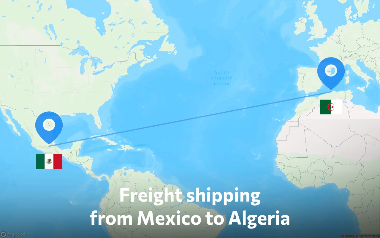 Shipping route from Mexico to Algeria